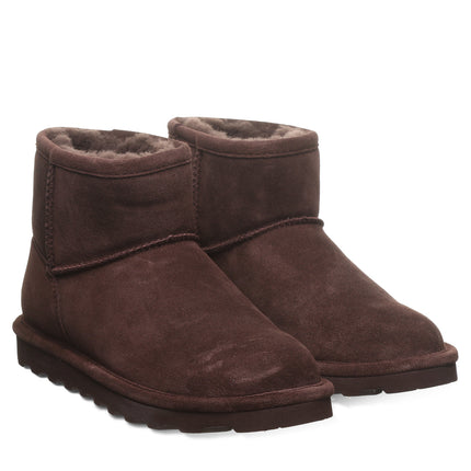 BEARPAW Women's Alyssa Boot in Walnut worn on foot with casual cold-weather styling for a cozy everyday look.