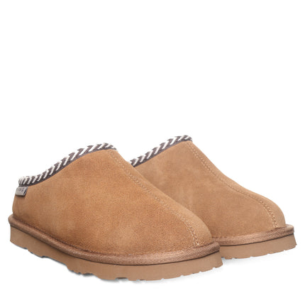 BEARPAW Women's Tabitha Clog in Hickory worn on foot with casual styling, highlighting the easy slip-on silhouette for everyday wear.
