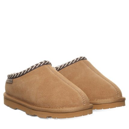 BEARPAW Youth Tabitha Clog in Iced Coffee worn on foot with casual styling, highlighting easy everyday kids' comfort.