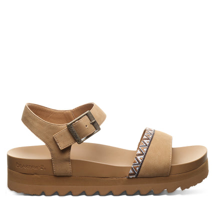 Bearpaw Women's Orion Faux Leather Sandal in Iced Coffee - angle view