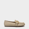 Side profile of the Aerosoles Dinetta loafer in Stone Faux Pebbled leather featuring a sleek step-in silhouette and flexible low heel.
