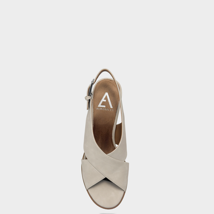Overhead view of the Hollis stone sandal revealing the breathable Ortholite¬Æ foam insole for premium underfoot cushioning.