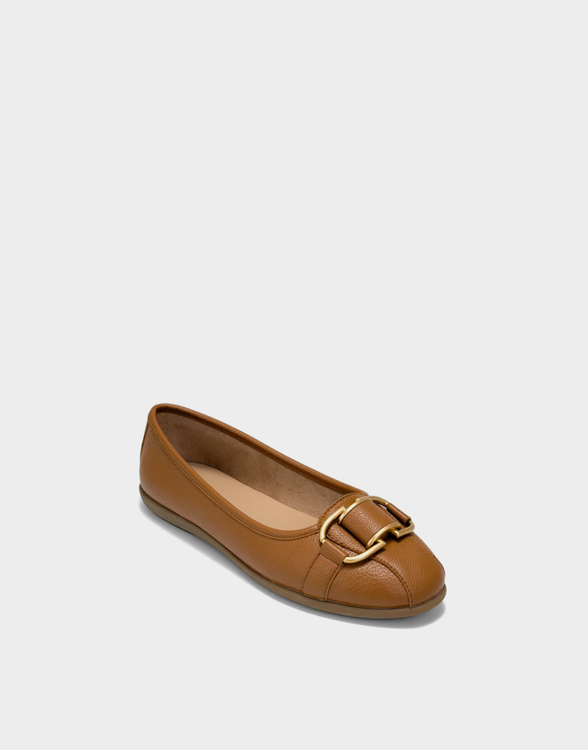 Aerosoles Bernice tan faux pebbled leather women's shoe, angled product view