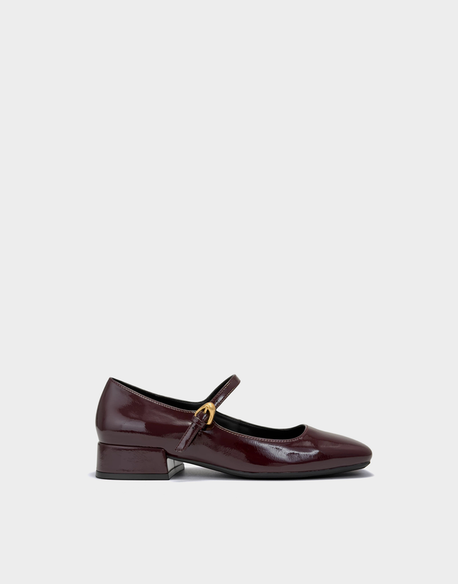 Aerosoles Isabella women's Merlot crinkle patent shoe, side profile