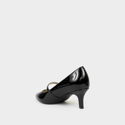 Aerosoles Luna black faux nappa women's heels, front view
