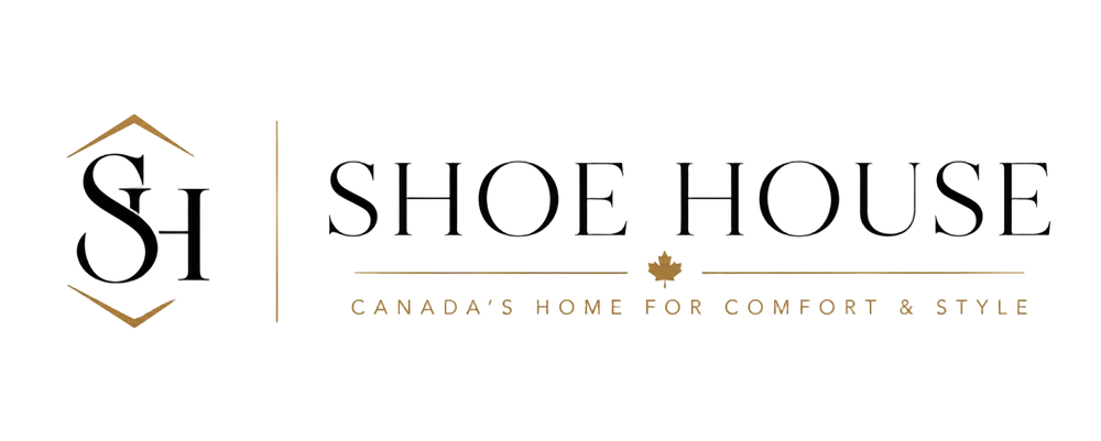 Shoe House logo with a stylized SH emblem and gold accents on a white background.