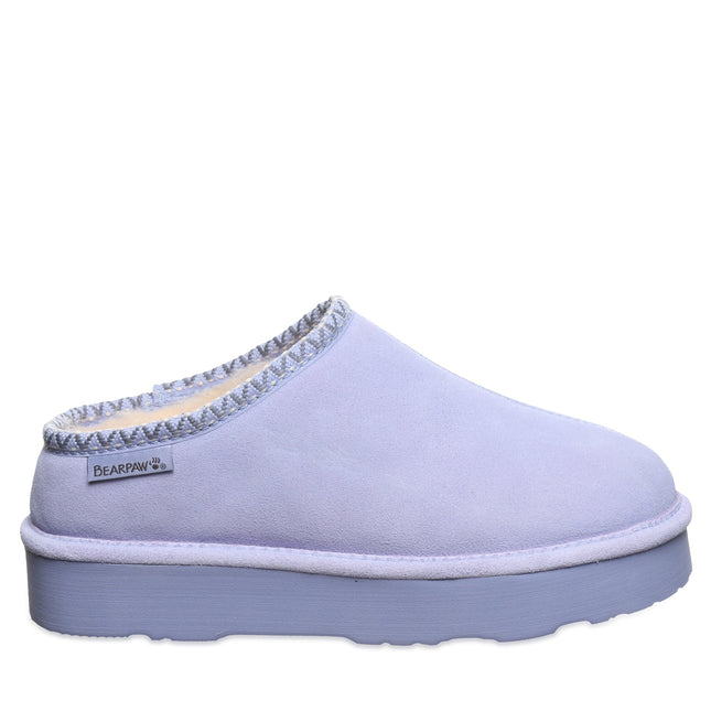 BEARPAW Women's Martis Clog in Lilac, side view